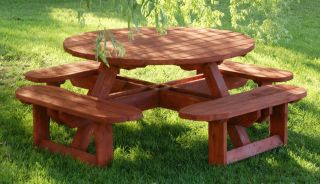 PLANS to build beautiful round picnic table for 8 (patio funiture 