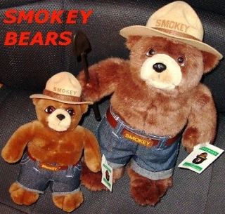 SMOKEY THE BEAR Forestry 1990s 9 Plush & 7 Bean Bag TEDDY Bears 