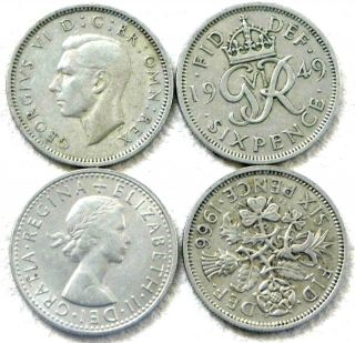 SIX PENCE SINGLE VINTAGE BRITISH COINS PRE DECIMAL FROM 1947 TO 1967