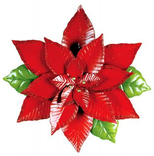   Poinsettia Christmas Flower Wall Plaque Hanging Decor 14 NEW #X107172