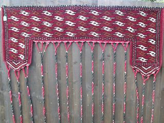   ANTIQUE AFGHAN YURT DOOR DECORATION TENT RUG HAND KNOTTED WOOL No6