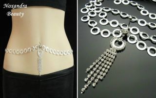   RS 316L Steel Navel Belly Ring + Belly Waist Chain Body Piercing