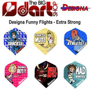 Designa Funny Dart Flights   Extra Strong   Various Designs Available.