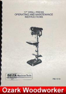 DELTA MILWAUKEE 17 Drill Press Instructions & Parts Manual with FOOT 