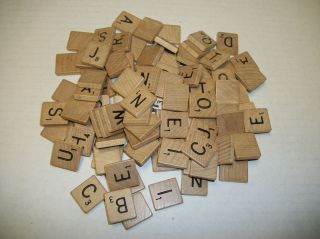 95 Wooden/Wood Scrabble Letter Tiles For Crafts or Replacement Parts