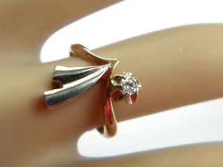 Art Deco style Vintage RUSSIAN RING in Rose & white Gold 14ct 583 Star 