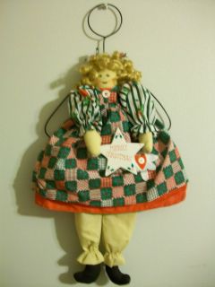 Merry Christmas Angel Wall Hanging 23 inch Wire Wings Plaid Dress 
