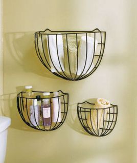 Sets of 3 Black Wall Storage Baskets Use for Home Decor Bathroom 