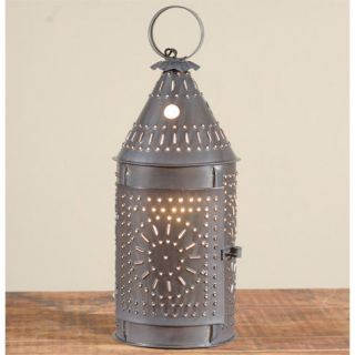   aged black REVERE punched tin.lantern light/ NICE table lantern