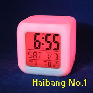 LED Color Change LCD Digital Alarm Thermometer Clock Night Light