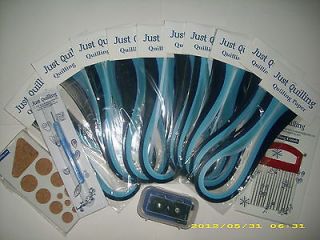 Lots of quilling papers ,board crimp,tool & comb Blue, Paper Quilling 