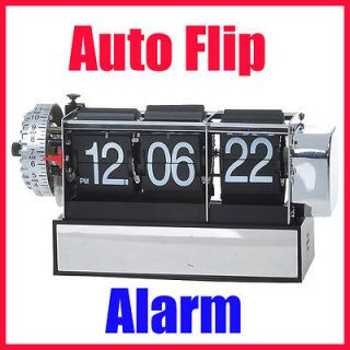 Retro Digital Auto Flip Page Desk Gear Clock Alarm