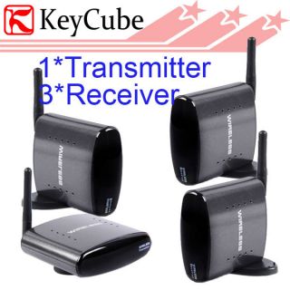   Wireless Audio Video Transmitter with 3pcs Receiver IR Remote Control