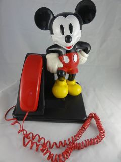   Disney Mickey Mouse Touch Tone Phone with Mickey Statue from 80s