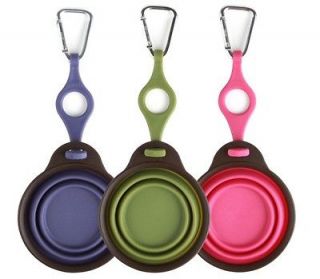 Dexas Collapsable Travel Dog Bowls/Dishes with Bottle Holder and 