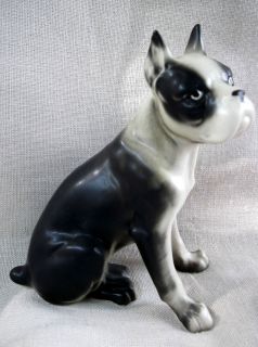 Beautiful Boston Terrier Porcelain Dog Figurine Fine Vintage Japanese