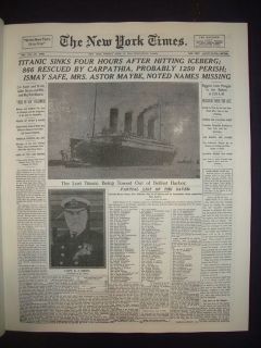   MARITIME DISASTER 1912 NEW YORK TIMES NEWSPAPER PERSONALIZED BOOK