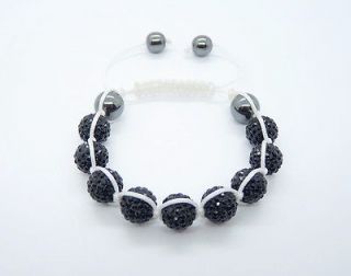 Black&White HipHop 9 Disco Balls 10mm Shamballa Crystal Beads 