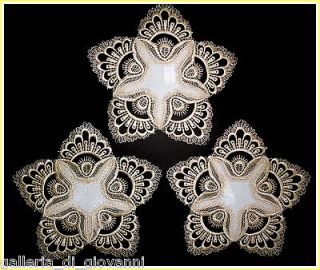 DELICATE GOLD TRIM Lace 7 Doily ~ SET OF 3 ~ Estate Design