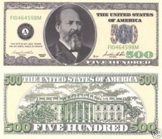 500 Dollar Bill (10   Pack ) Novelty Fake Play Money^