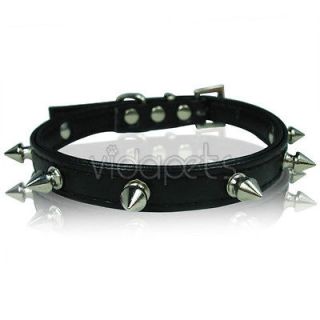   11 black Spiked Leather Dog Collar Small Spikes XS Fashion collar