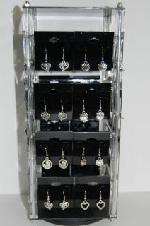 Revolving Acrylic Earring Display Stand Holds 32 2 x 2 cards S