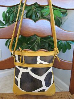   Yellow Brown Cow Print Faux Leather Cross Body Handbag Purse Bag