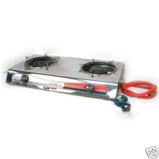 Portable Propane Gas Stove DOUBLE Burner CAMPING TAIL GATE Tailgating 