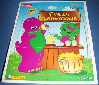 Barney the Dinosaur Tray Puzzle Baby Bop Lemonade Stand Wooden 1994 
