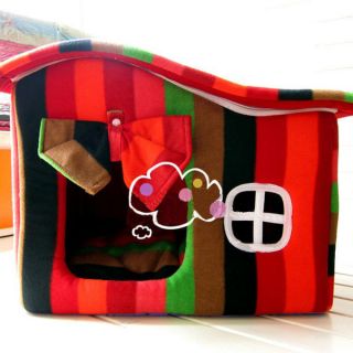 Indoor Small dog cat pet puppy house bed kennel Rainbow color Large 60 