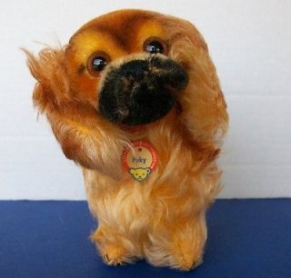 Vintage STEIFF PEKY Pekingese Dog with Chest tag Mohair 14 cm 