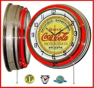 19 Inch Drink Coca Cola Delicious & Refreshing Tin Sign Red Double 