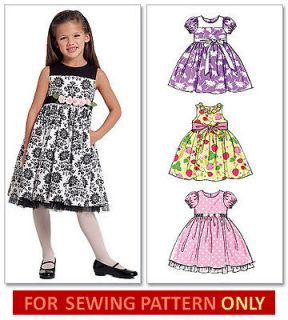 SEWING PATTERN MAKES LINED DRESS/SUNDRESS 3 STYLES CHILD SIZE 2 TO 