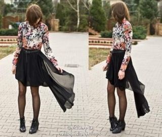 Autumn Winter Vintage Style Floral Print Long Sleeves Blouse Shirt 