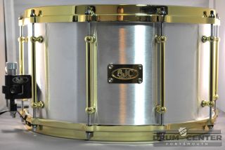 SJC Custom Raw Aluminum Snare Drum   8x14   Brass Hardware