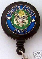 US ARMY Retractable Reel ID Card Badge Holder/Key Chain/United States 