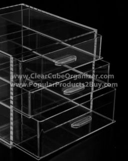 Acrylic Clear Cube Makeup Organizer Drawers Display NEW