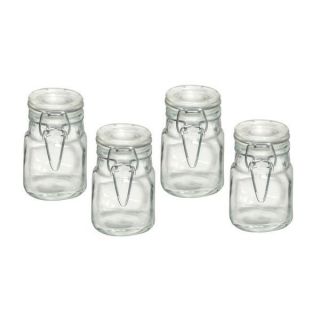 Kamenstein 4 Piece Square Glass Jars w/Hinged Lids, 3 oz.