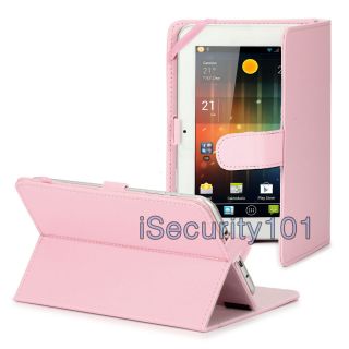 NEW Pink Leather Stand Cover Case for 7 Android Tablet Ampe A76 Sanei 