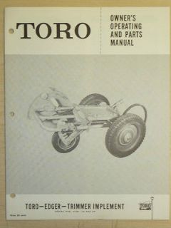 TORO EDGER TRIMMER OWNERS, OPERATING AND PARTS MANUAL IMPLEMENT SN 