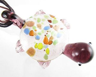 multi colour Sea Turtle Lampwork Murano Art Glass Pendant Ribbon 