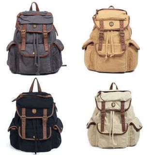   Casual Canvas Leather Backpack Rucksack Bookbag Satchel Hiking Bag