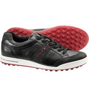 ECCO Mens Golf Street Premier Golf Shoes Moonless/Black​/Chili Red 