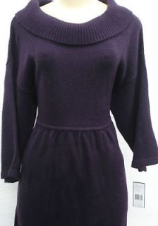 Jessica Howard Cowl Neck Ribbed Knit Dress purple L XL