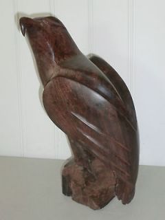   12” Hand Carved ROSEWOOD EAGLE / FALCON Statue Figure Art Sculpture