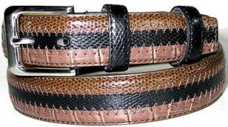 CROCO SNAKE LIZARD Leather DRESS/SPORT Belt Silver Buckle M/L 36 38 