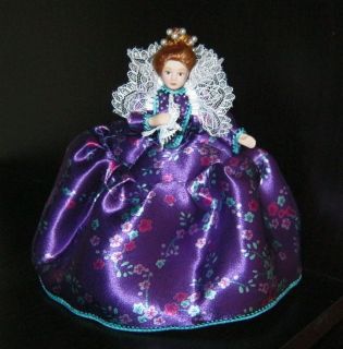 dolls house TUDOR LADY queen princess porcelain doll PURPLE SILK 