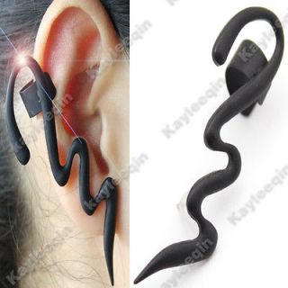   Snake Swirl Ear Cuff Stud Clip Earrings Punk Emo Rock Biker Cosplay