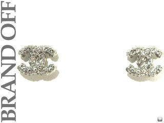   Auth CHANEL SILVER METAL DOUBLE C CC CUBIC PIN EARRINGS A60657 [2012