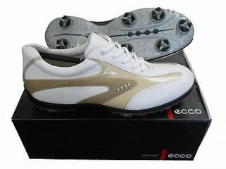 ECCO Ladies Casual Cool Hydromax Golf Shoes   White/Sand   9/9.5 EU 40